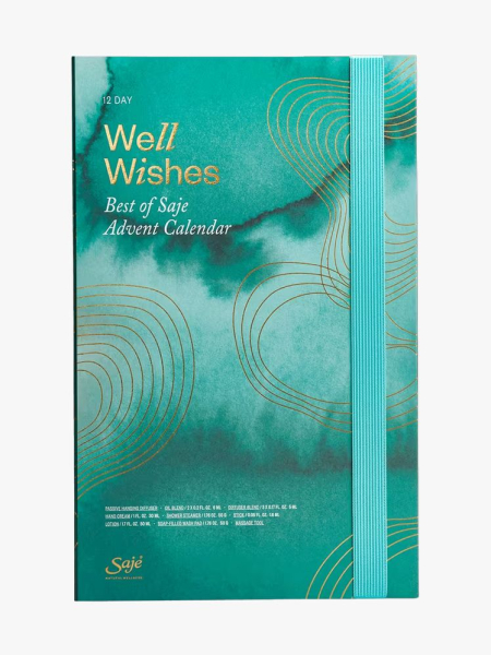 Saje Natural Wellness Well Wishes Best of Saje Advent Calendar in branded component on a light gray background